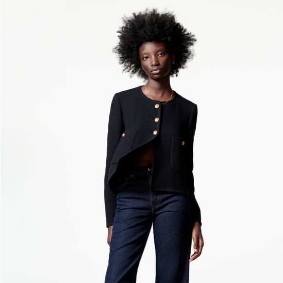 Zara METAL BUTTON JACKET - Navy blue - Picture 3 of 14